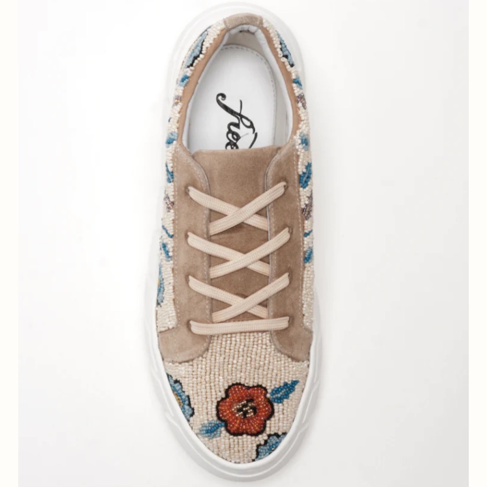 FREE PEOPLE | VIEW FROM THE TOP - SAND fully beaded sneakers - Picture 2 of 14